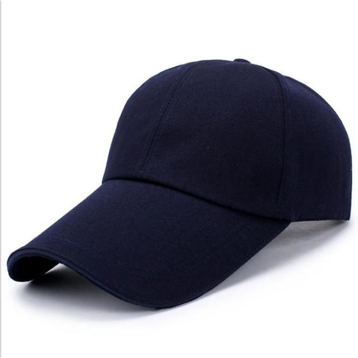 【LuckyBabyFans Store】Unisex Plain Black Extra Long Bill Snapback Adjustable Baseball Cap Sandwich Brim Hat Outdoor Sun Hat Canvas Cap