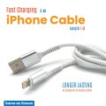 Lightning Fast Charging USB Data Cable 3.4A (1 Meter – White). 