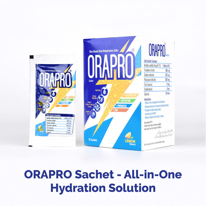 MATRIX PHARMA ORAPRO® Sachet - All-in-One Hydration Solution with Electrolytes, Zinc & Probiotics | ORS Sachet
