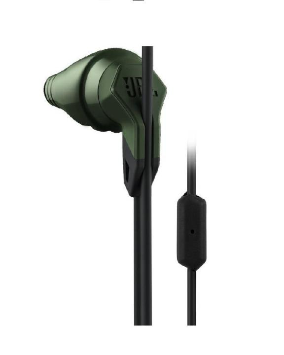 Grip 200 In-Ear Sweat-Resistant Sport Headphones with In-Line 1 Button Microphone - Olive Green