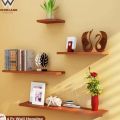 Floating Wooden Wall Shelves by Wood Land Furniture | Wall Mounted Book Storage Rack for Home and Office Decor | Stylish White & Black Floating Shelves. 