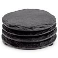 4 PCS Round Slate Black Coasters Handmade Coasters for Drinks, Beverages,  Glasses - Black. 