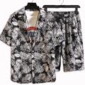 Fashion Male Short Sleeve Hawaiian Shirt linen Shirts + Short 2Pcs Linen Shirts + Shorts Assorted. 
