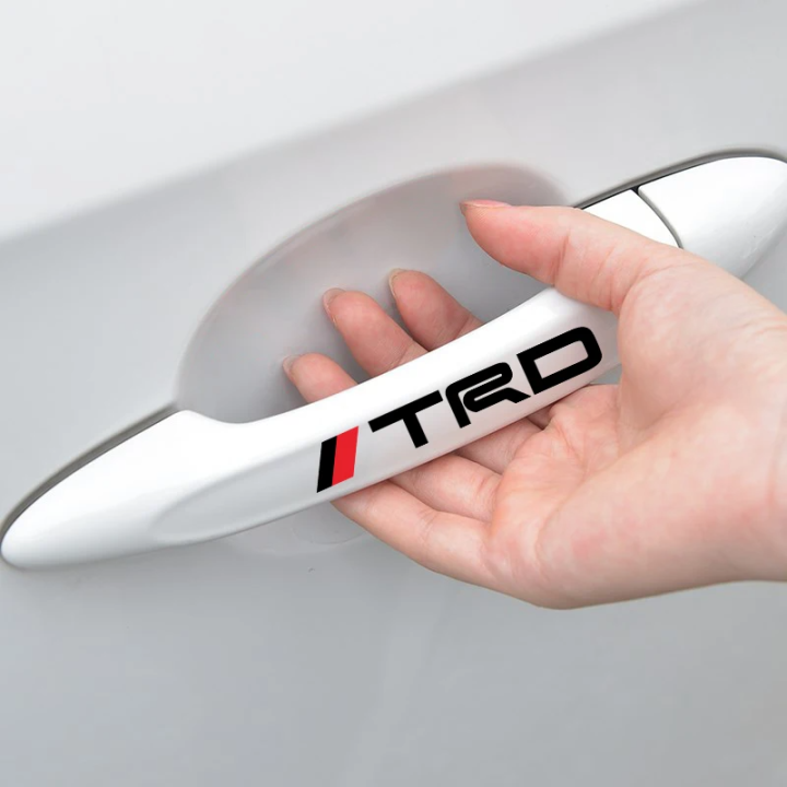 4 Pcs (Black) TRD Car Door Handle Stickers Decals Waterproof. Auto Styling Vinyl Sticker Decoration.