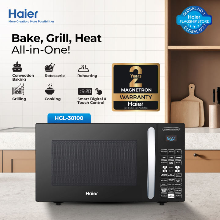 Haier 30L / Rotisserie / Grill /Convection / HGL-30100 ( Digital Control / Baking / Steam Clean ) / Microwave Oven - Brand Warranty