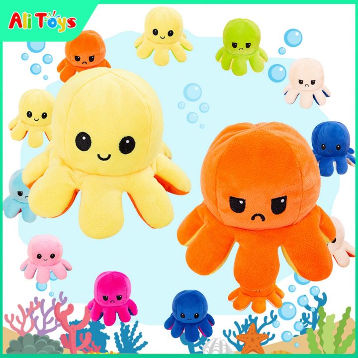 AliToys Reversible Octopus Stuffed Toy Animals Doll Color Plush Stuff Children's Sleeping Pillow Toys for Girls and kids boys gift