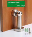 Silver Stainless Steel Door Stopper Soft-Catch Magnetic Door Stop In Brushed Satin Nickel Wall Mount By Lizavo. 