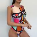 OIMG Funny Printed One Piece Swimsuit Women Swimwear Female Bathing Suit Swim C-Color L. 