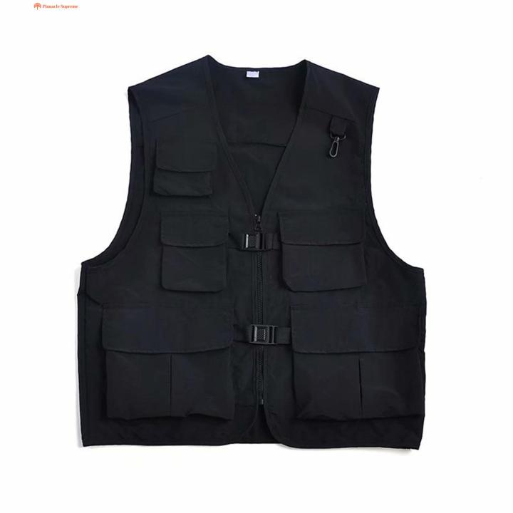 Cargo Waistcoat Multi Pockets Men Fashion Thin Tooling Vest