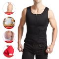 Men Sweat Sauna Vest Zippered Body Shaper Vest Corset Training Suit Chlorine Fiber Waist Trainer Vest For Fitness Slimming Vest. 