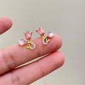 Alloy Pink Earrings Feminine Charm 1.8*1.4cm Tulip Earrings  Studs for Casual Outings Formal Events Young Adults Gift Option Accessory Collection. 