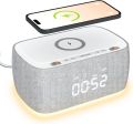 EZVALO (CSD01) Alarm Clock with Wireless Charging,Multifunctional Alarm Digital Clock with Bluetooth Speaker,Dimmable LED Display with 9V&2A USB & USB C PD Fast Charging Port,Clock Radio, Halo Night Light for Bedroom,Aesthetic Bedside Alarm Clock. 