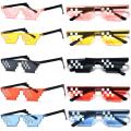 Unisex Polygonal Funny Toys Mosaic Glasses Photo Props Thug Life Sunglasses Pixel Glasses. 