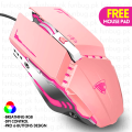【6 Buttons】 Gaming Mouse RGB with 3200dpi - Breathing LED Light Wired Optical Mouse with Mouse Pad for PC, Computer, Gaming, Laptop, Pubg, Mobile - Pink Color for Girls by FunBug. 