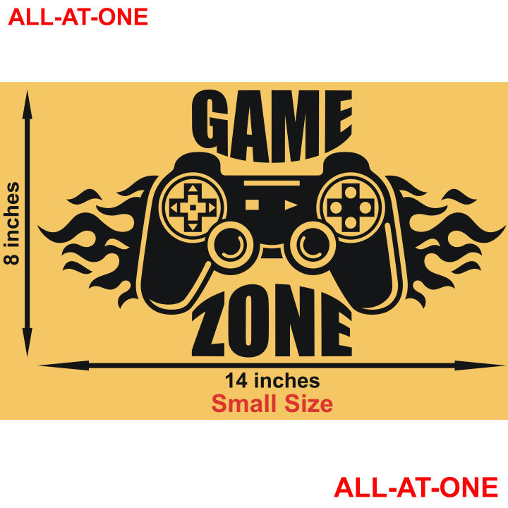 ALL-AT-ONE # 46 (" GAMING ZONE ") Self-Adhesive, Vinyl (pvc), Waterproof, Wall Decal, Art Sticker For Computer Room, Gaming Room, Bedroom, Their Door,  And To Gift Your Friends And Relatives.