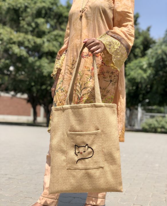 Golden%20Tote%20Bag%20-%20Cat%20Embroidery%20%20Hand%20Made%20Women's%20Bag%20for%20Laptop%20&%20Books%20with%20large%20capacity%20%20%20Shoulder%20Bag%20,%20laptop%20bag,%20University%20bag%20,%20Female%20handbag%20,%20Shopping%20bag%20with%20pocket%20inside%20and%20Front%20side%20%20Special%20for%20college%20,university%20&%20office%20-%20Image%2010