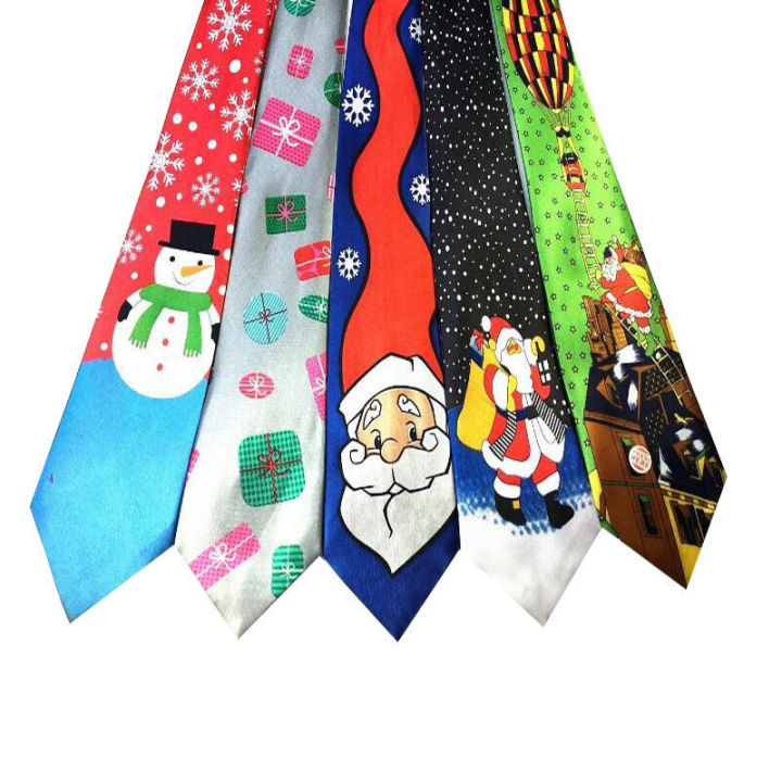 Hot selling decorations, innovative designs, printed ties, cartoon Santa Claus ties