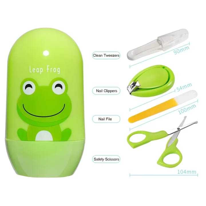 Dr Gym 4-in-1 Baby Manicure Set – Nail Clippers, Scissors, File & Cover (BPA-Free, Blue)