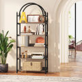 Custom Made 5-Shelf Bookshelf,  Arched Etagere Open Bookcase. 