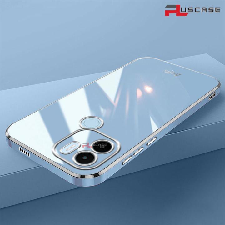 PlusCase for Xiaomi Redmi A2+ Plus 6D Plating Soft Case Lens Protector Square Frame Silicone Glossy Shockproof Phone Back Cover
