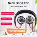 Neck band Fan 360 Degree USB Fan Rechargeable For Outdoor Office Sport Hand Free Mini Neck Double Fans 3 Speed Adjustable Mini Fan Portable Lazy Neck Hanging Style Dual Cooling Fan Hands Free. 