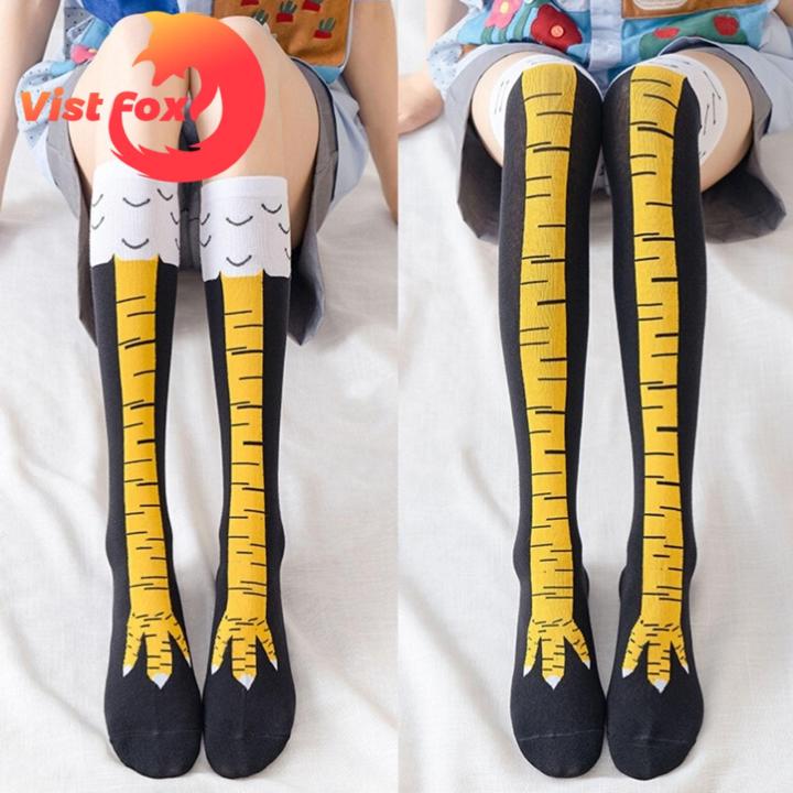 Funny Chicken Feet Socks Chicken Feet Print Over Knee Length Anti-slip Warm Calf Socks for Women Perfect Valentine's Day Gift Women Chicken Feet Stockings