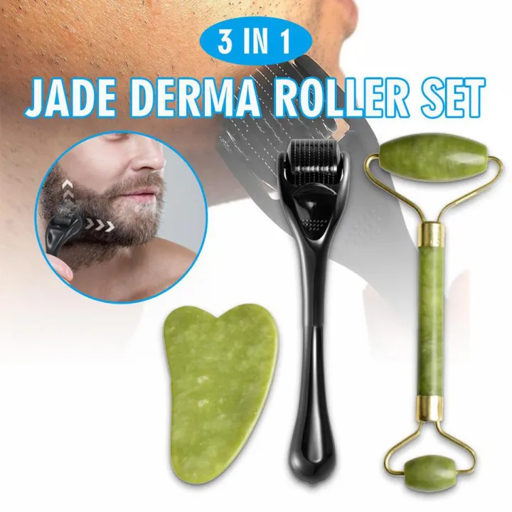 Jade%20&%20Derma%20Roller%20Gua%20Sha%20Board%20Massager%203%20In%201%20Facial%20Tool%20Set%20-%20Image%202