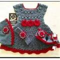 Woolen Baby Frock, Crochet Frock Full Set. 