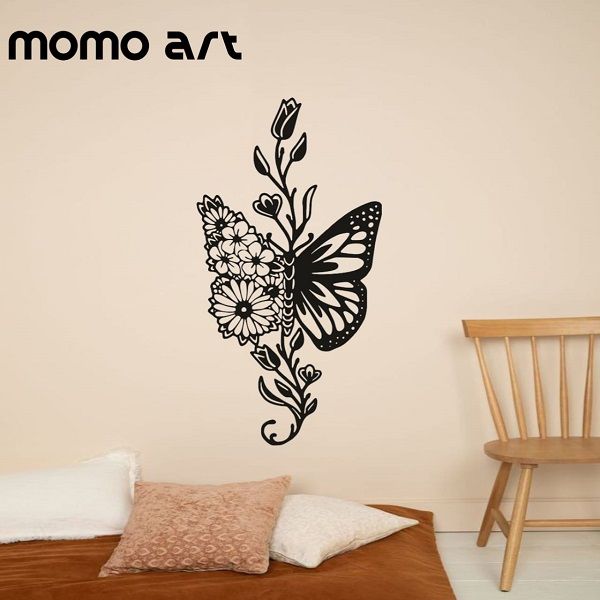 Beautiful%20Black%20Butterfly%20Wall%20Sticker%20with%20Floral%20Art%20-%20Image%202