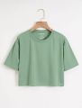 Pack of 4 Premium Quality Plan Crop T Shirt Crew Neck Half Sleeves Crop Top for Girls Crop Top for Women Crop Top for Ladies. 