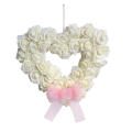 Home decor Heart-shaped wreath Delicate Pink White White rose wreath Heart-shaped Red Romantic Valentine's Day wreaths for Valentine's Day decoration Home decoration Wedding venue decor Gift for loved. 