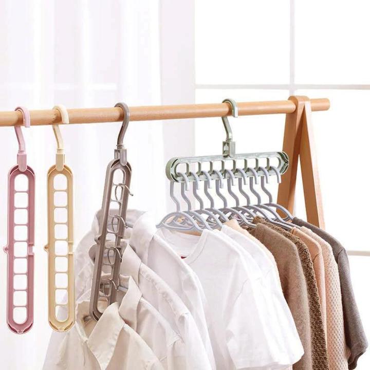 3Pcs Folding Hanger 9-hole Hanger 360 Magic Hook Multi Utility Space Saving Cascading Closer Clothes Organizer Hanger
