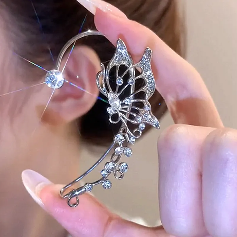 Iaceble Boho Crystal Ear Cuff Earring Gold Cz Ear Climber Earring Cz Crystal Ear Wrap Earring Vintage Rhinestone Ear Crawler Earring Non Piercing Earrings Jewelry For Women And Girls