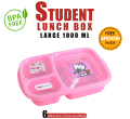 Student Lunch Box Large 1000ml, Lunch Box with three portions/Compartments - Free Spoon. 