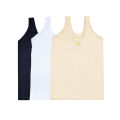Pack 3 Broad Wide Straps Soft Cotton Full Camisole For Girls Long Shameez  Long Tank Tops & Slips For Girls Summer - Skin/Black/White. 