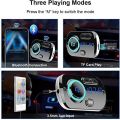 SONRU Newest FM Transmitter Bluetooth 5.0, Bluetooth Car Radio Transmitter Handsfree Car Kit QC3.0 USB Car Charger, Support TF Card AUX Input, Crystal Sound, Color Light, 1.1M Cable, 2 Install Ways. 