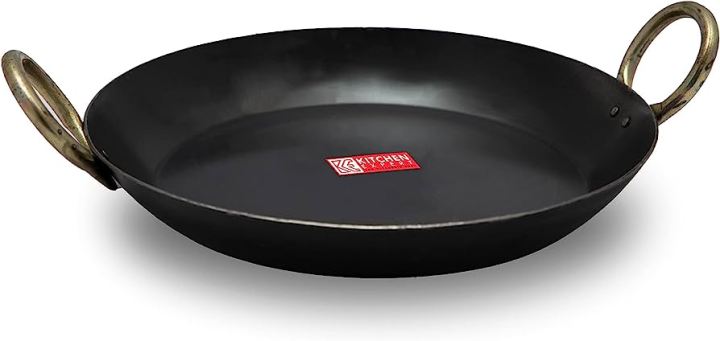 pure iron madevflat bottom karahi for making jalebi shami kabab butt karahi tawa fist fry kalahi tawa tawa keema and lot of things heavy quality easy to use easy to handle