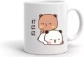 Bubu Dudu Panda Bear Hug Cartoon Panda Bear Couple Quotes Printed Coffee Mug | Custumization available Ceramic White Mug 325 ml (Muaah I Love You)-beautiful gift for special person-Bubu Dudu bear and panda Coffee Mug. 