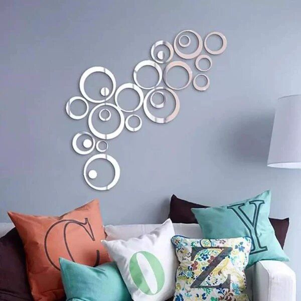 Walls Decoration Silver Acrylic Mirror Rings(set of 22) l Wall Decoration Items l Wall Decor l Mirror For Room Decoration l Wall Decoration Item For Room l Mirror l
