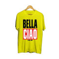Grey Cotton Bella Ciao Half-Sleeves O-Neck T-Shirt For Men. 
