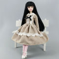 Khaki White Lace Lolita Fashion Doll Dress For Barbie Doll Outfits Clothes For 1/6 BJD Doll Party Gown Toys For Children. 