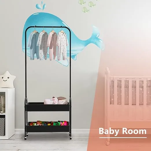 Floor%20Standing%20Clothes%20Rack,%20Household%20Clothes%20Rack%20with%20Wheels%20And%202%20Baskets,Multipurpose%20Organiser%20Shelf%20for%20Bedroom%20Laundry%20Rolling%20cart%20for%20Garment%20Storage%20and%20Garment%20Laundry%20Use%20-%20Random%20Color%20-%20Image%205