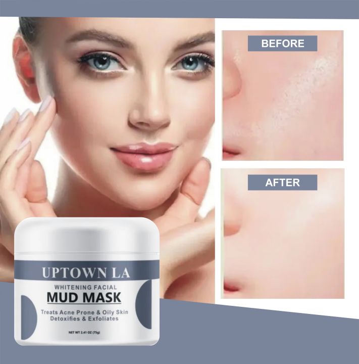 UPTOWN LA WHITENING FACIAL MUD MASK FOR DETOXIFICATION AND EXFOLIATION OF SKIN