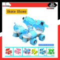 Children Two Lines Roller Skates Double Row 4 Wheel Skating Shoes Adjustable Size 16cm to 22cm - Adjustable Quad Speed Roller Skates Double Row Wheel Shoes multicolor Double Row Wheel Shoes ( NOTE random color will be delivered ). 