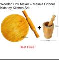 Mini roti maker Small Chakla Belan With Masala Grinfer Wooden Rolling Pin And Board Chakla Belan Toy For Girls. 