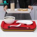 Green Home Desktop Storage Plate Scentless Chinese Style Plastic Rectangle Food Tray. 