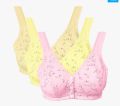 3 Button Front Opening Cotton Maternity Nursing Bra Wireless Non Padded Breastfeeding Support  Soft & Comfortable for Moms Random Colors. 