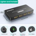 Color	HDMI SWITCH 4K 60Hz-Black Connector Type	HDMI Brand	KOOFIT Compatible Devices	for PS5, PS4, PS3, Blu-ray, Xbox One, Xbox 360, Chromecast, Apple TV, Roku, DVD, DVR, PC Cable Type	HDMI. 