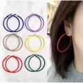 Pairs of 6 Multicolor Round Hoop Earrings For Women and Girls. 