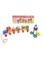 Set Column Three Car - Wooden Train Toy with shape sorter block. 